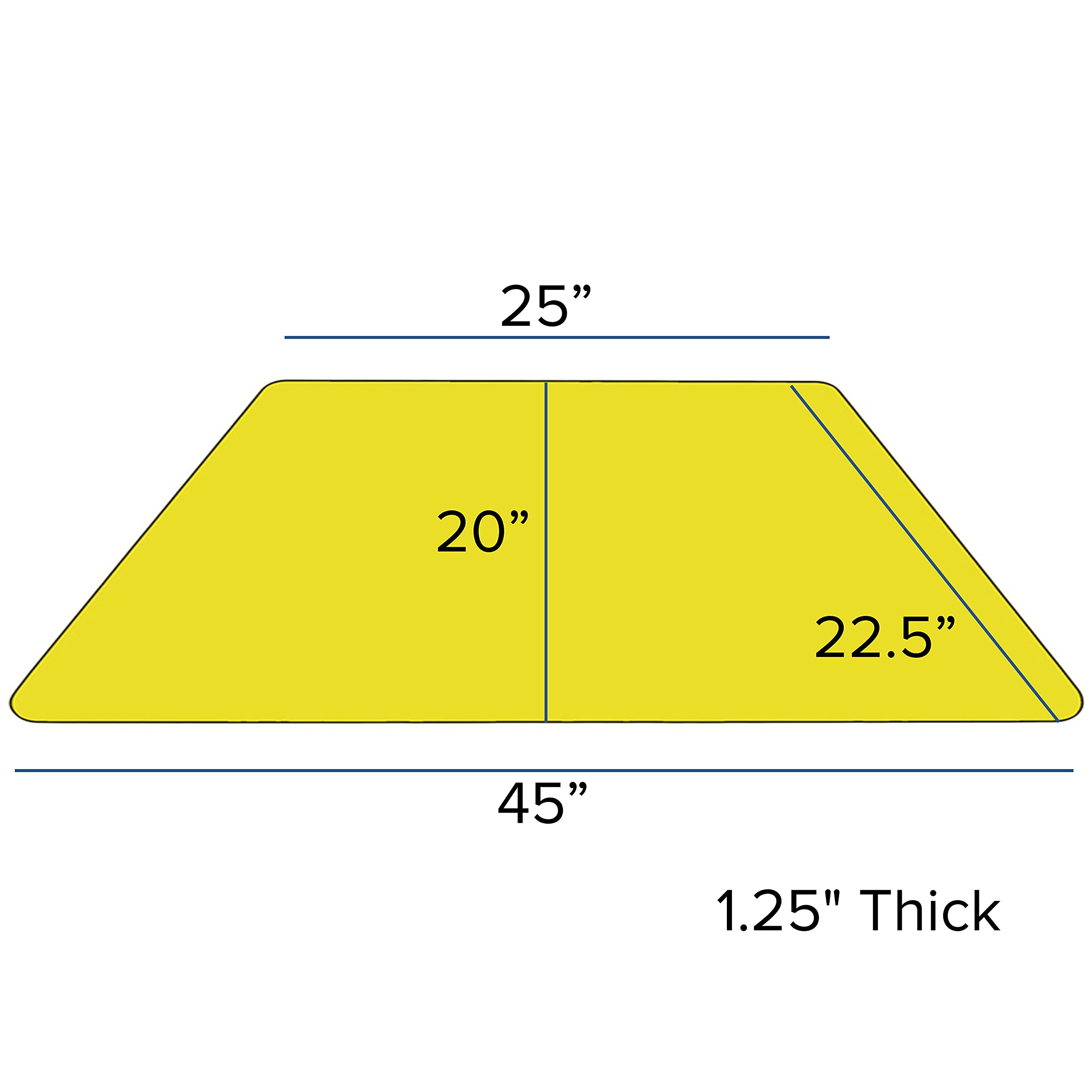 Flash Furniture Wren 22.5''W x 45''L Trapezoid Yellow HP Laminate Activity Table - Standard Height Adjustable Legs