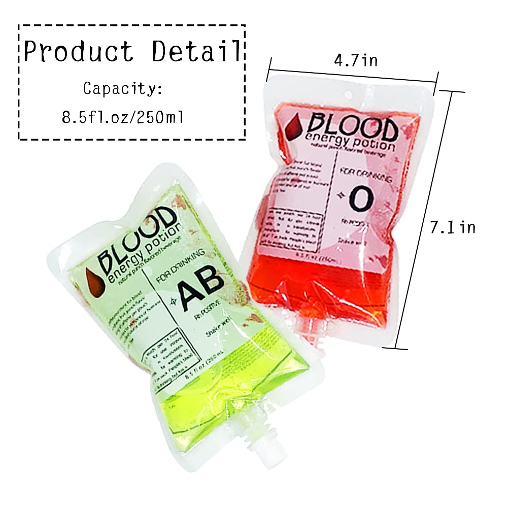 Woozettn 20 Pack Blood Bags for Drinks, 8.5oz Anti-Leak Reusable Food Grade Clear Cups for Halloween and Christmas
