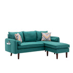 Lilola Home Mia Green Sectional Sofa Chaise with USB Charger & Pillows