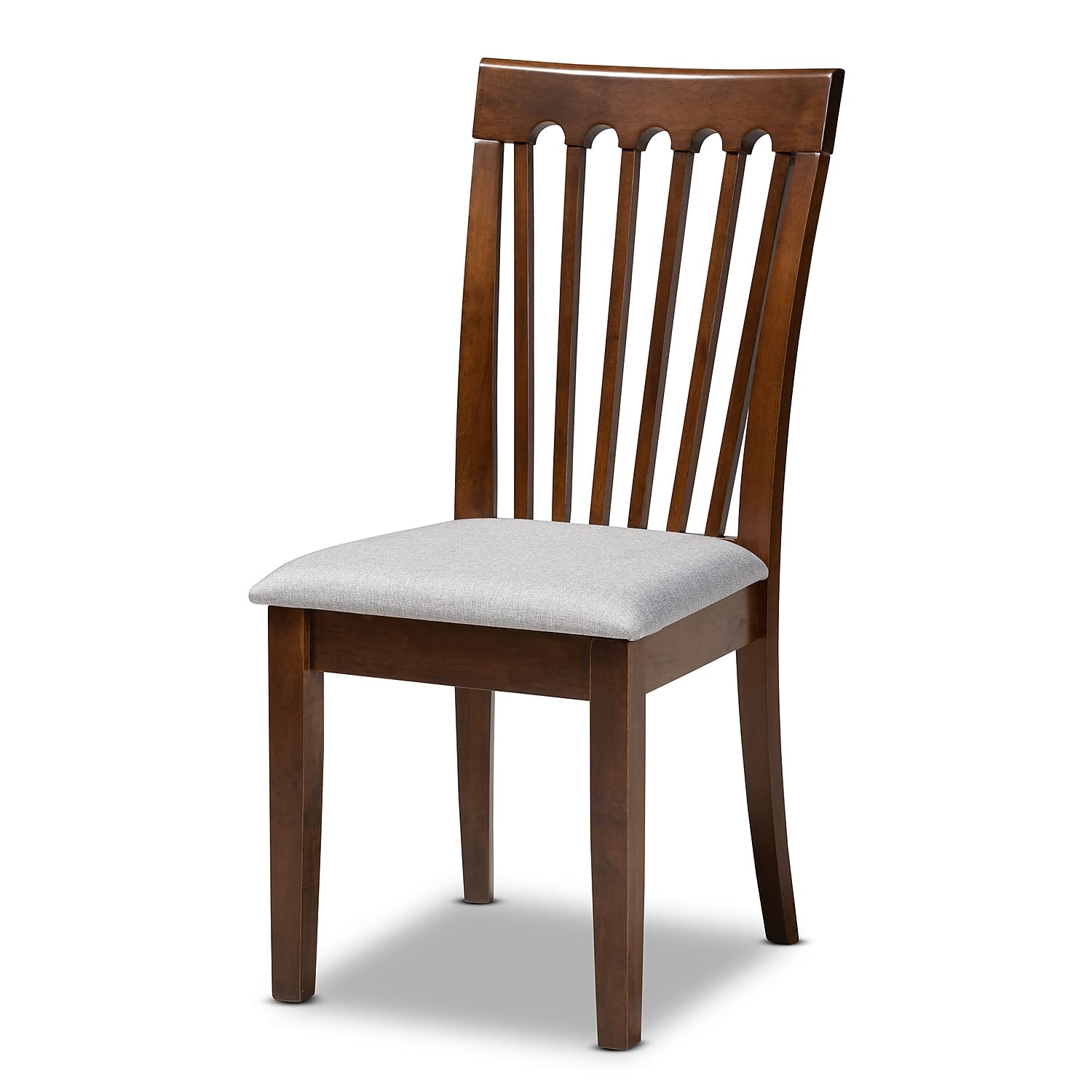 Baxton Studio Minette Modern Fabric Dining Chair, Grey and Walnut, 4/Pack (163-4P-9879-HIT)