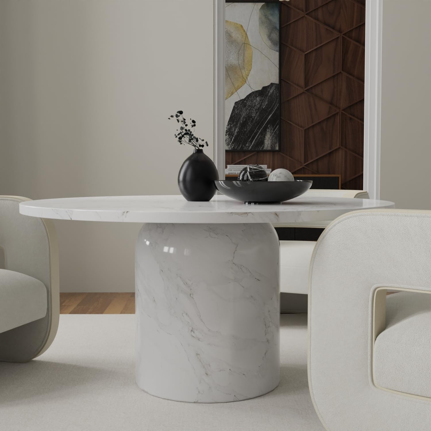 Neos Modern Furniture T0801R Dining Table, White/Gray