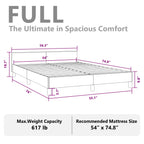 vidaXL Fabric Bed Frame Platform Bed, Scandinavian Style/Slats Support/No Box Spring Needed/Without Mattress/Easy Assembly, Dark Grey Full Bed