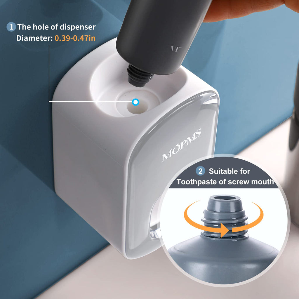 Mopms Toothpaste Dispenser Wall Mounted For Bathroom Automatic Toothpaste Squeezer For Kids And Adult (Grey-1Pcs)