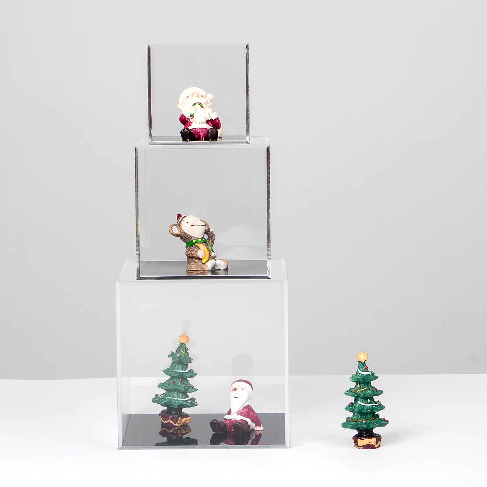 Kcgani Clear Acrylic Boxes For Collectibles Display, Removable Countertop Storage Box Cube Organizer Stand Riser, Dustproof Prot