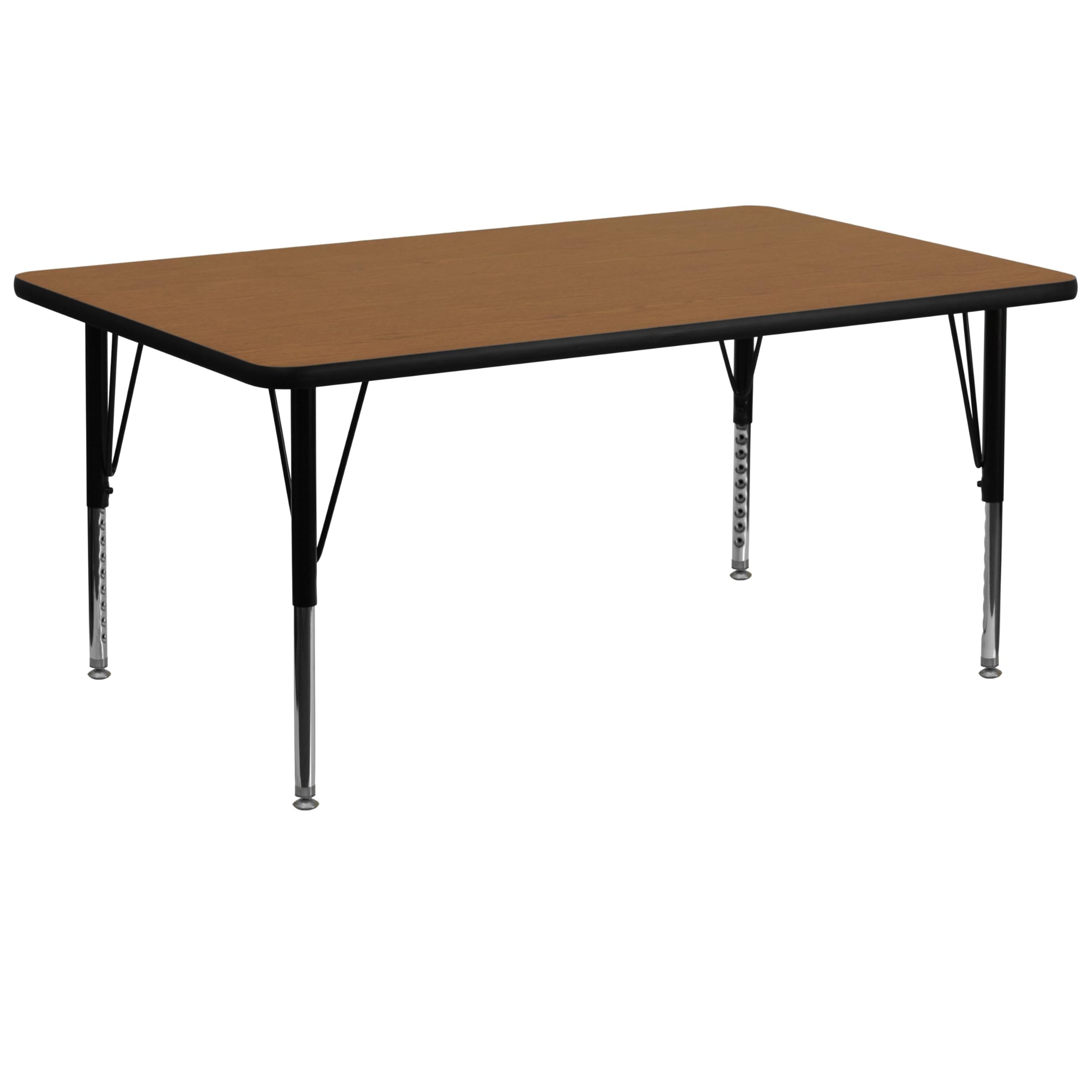 Flash Furniture Wren 30''W X 72''L Rectangular Oak Thermal Laminate Activity Table - Height Adjustable Short Legs