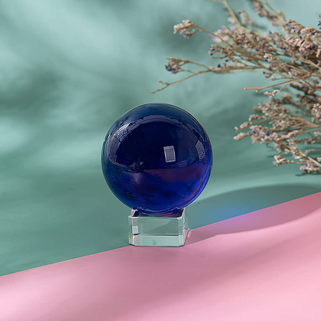 Longwin 50Mm(2 Inch) K9 Solid Crystal Ball With Free Stand Suncatcher (Blue)