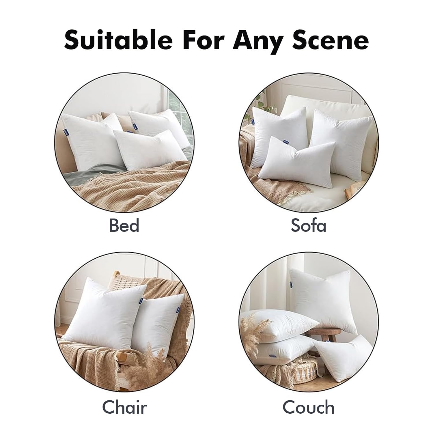 Miulee Feather Pillow Insert 22X22, Decorative Down Throw Pillow Insert Fluffy Throw Pillow Cotton Fabric For Sofa Bed Couch
