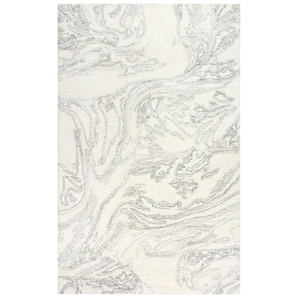 Peace 7'9" X 9'9" Abstract Ivory/Grey/White Hand-Tufted Area Rug