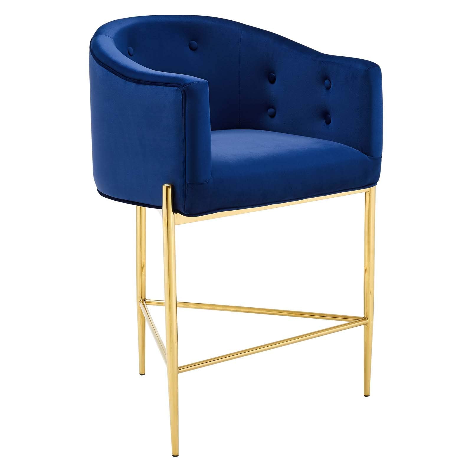 Modway Savour Tufted Performance Velvet Counter Stool, Navy