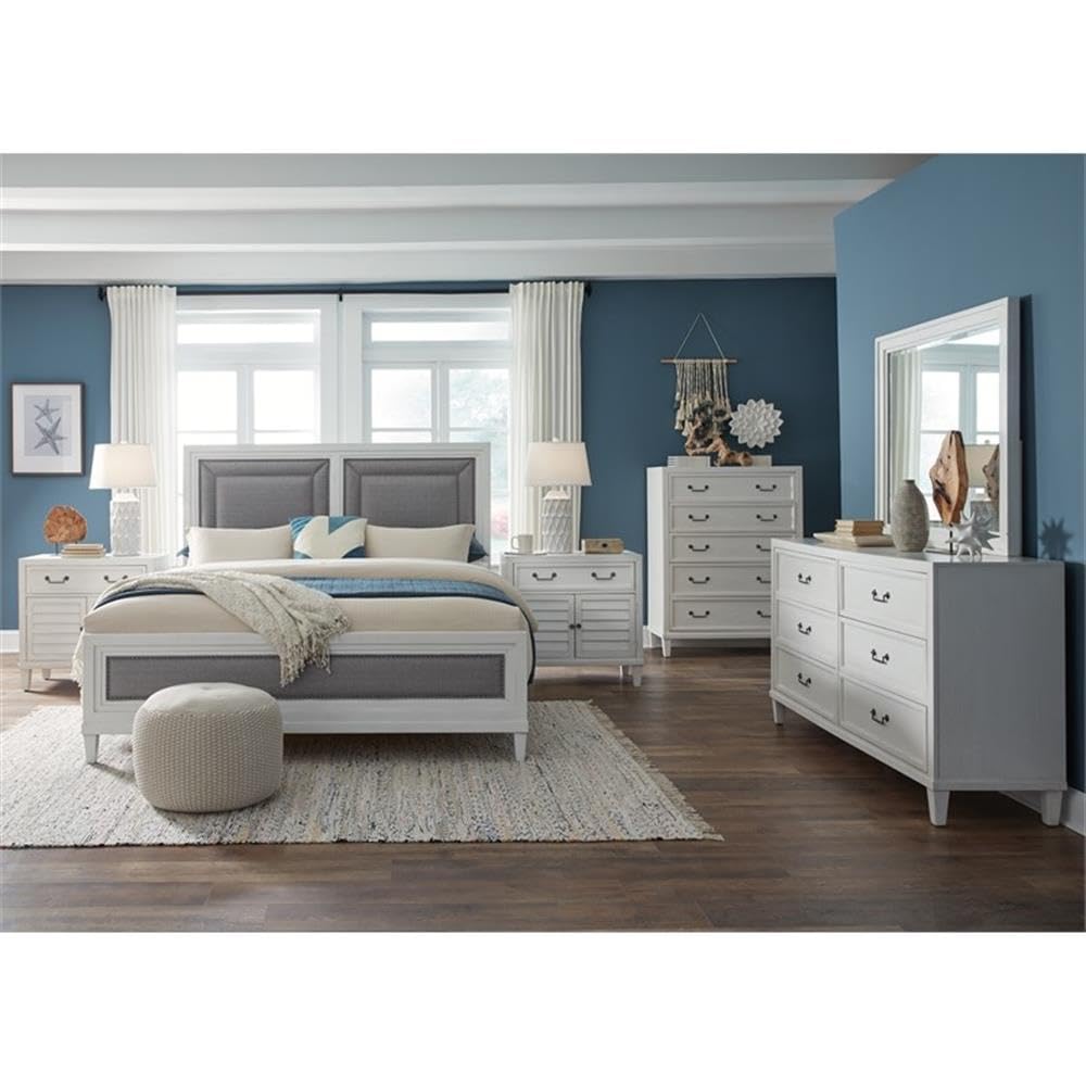 American Woodcrafters Dunescape White Finished Wood 2-Door Cabinet Style Coastal Nightstand