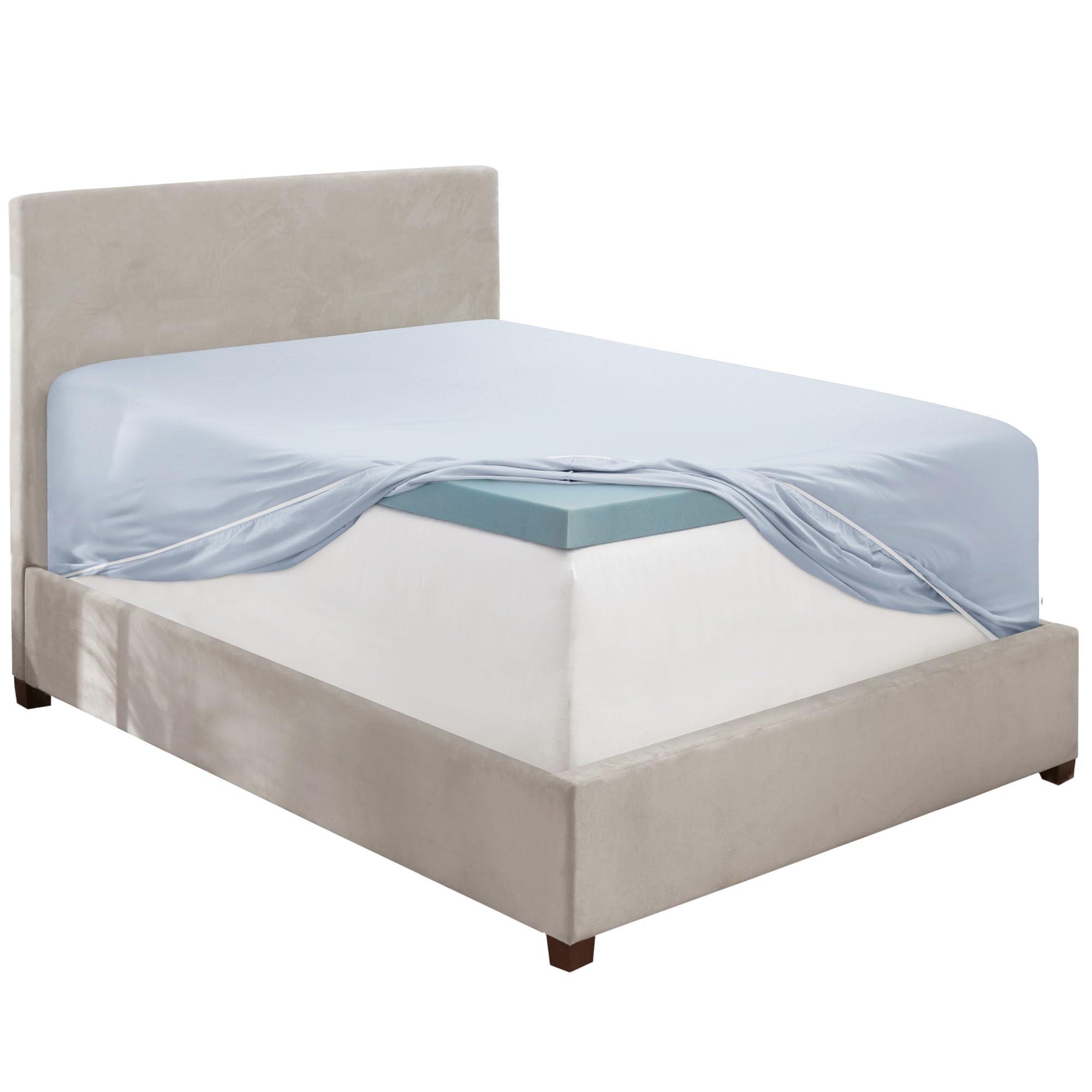 Hearth & Harbor Extra Deep Pocket King Fitted Sheet, Ice Blue Fitted Sheet King Size, 1800 Microfiber King Fitted Sheet Only, So