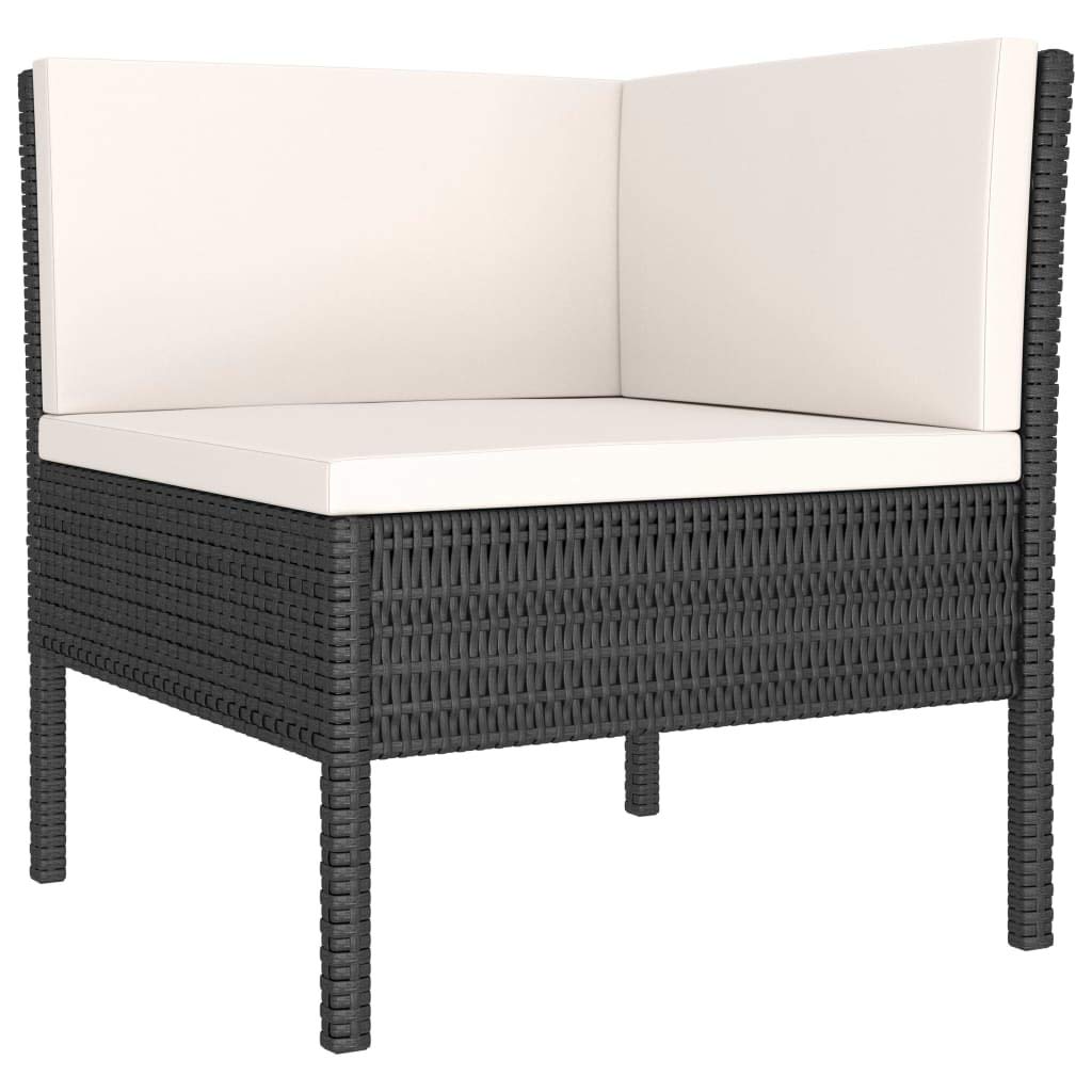 2 Piece Patio Lounge Set with Cushions Poly Rattan Black