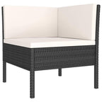 2 Piece Patio Lounge Set with Cushions Poly Rattan Black