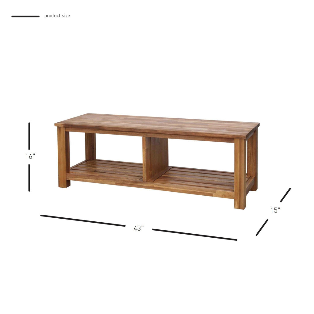 New Pacific Direct Tiburon TV Bench Solid Acacia Wood Amber Brown 803516-118