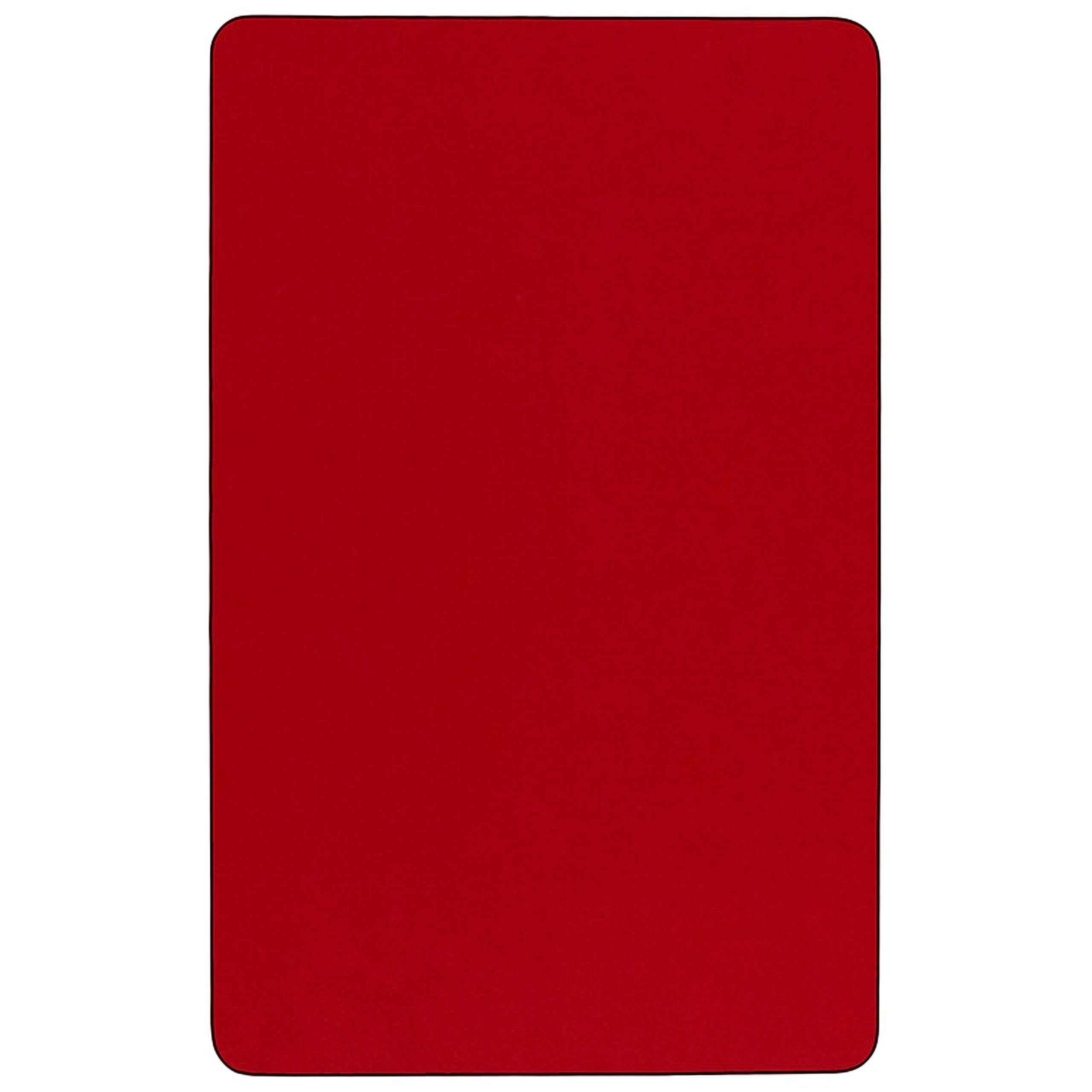 Flash Furniture Wren 30''W x 72''L Rectangular Red Thermal Laminate Activity Table - Standard Height Adjustable Legs