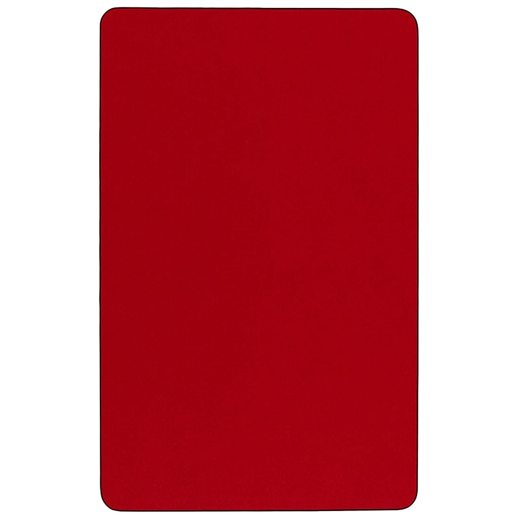 Flash Furniture Wren 24''W x 48''L Rectangular Red Thermal Laminate Activity Table - Height Adjustable Short Legs