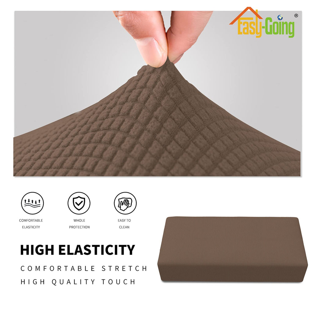 Easy-Going Stretch Ottoman Cover Folding Storage Stool Furniture Protector Soft Rectangle Slipcover With Elastic Bottom (Ottoman Xx-Large, Brown)