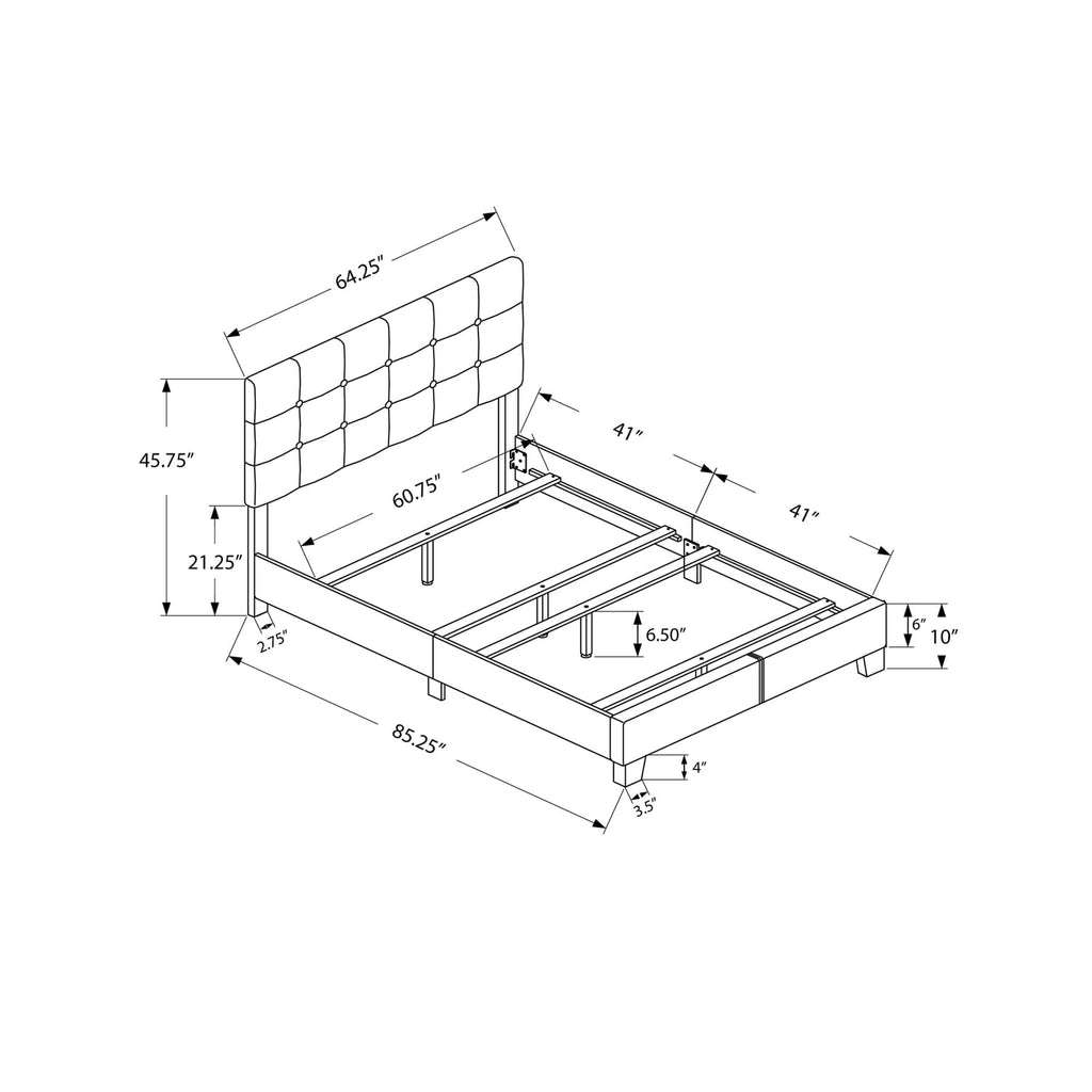 Monarch Specialties Bed Frames, Queen, Grey