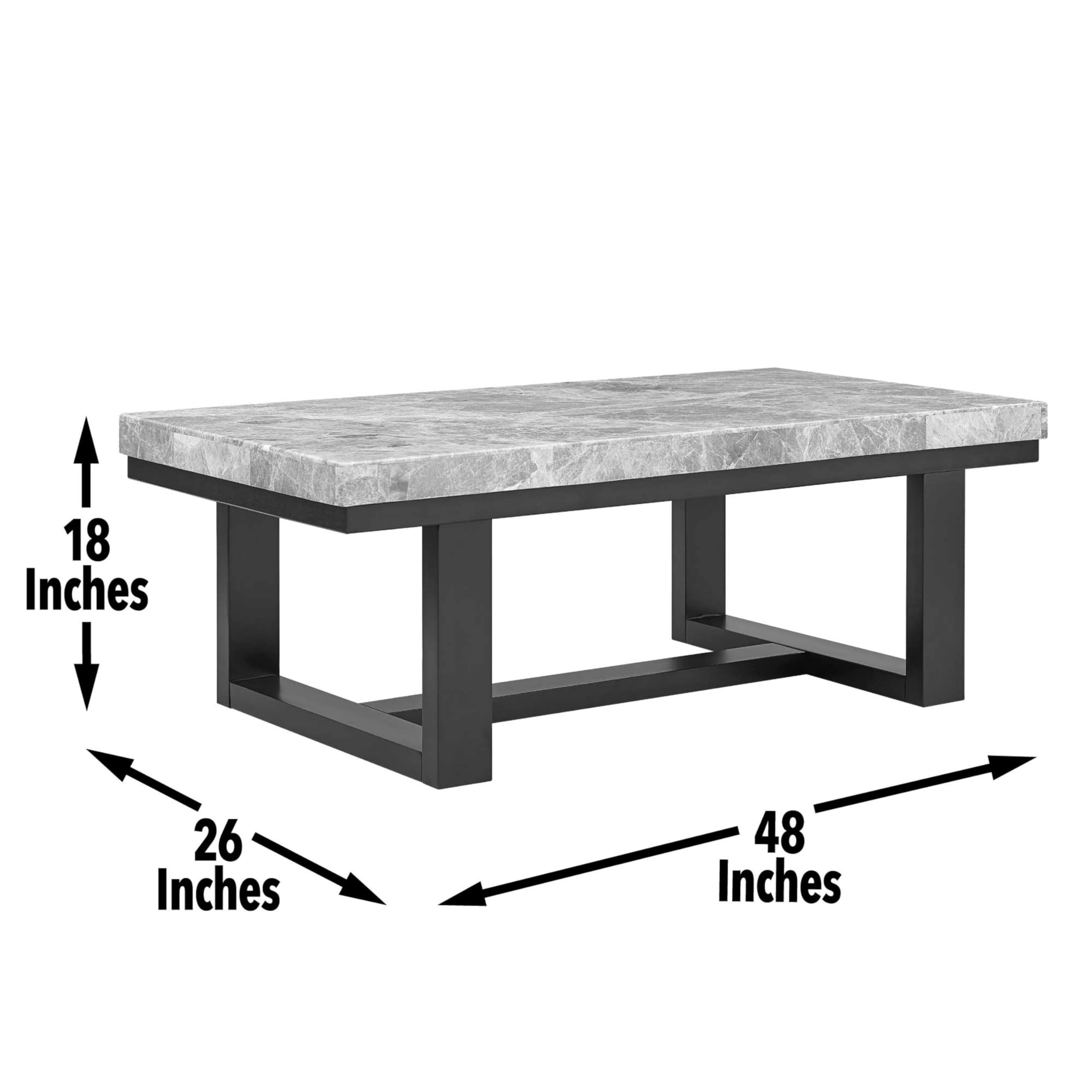 Steve Silver Co Lucca Gray Marble Top Cocktail Table