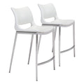 Ace Counter Chair (Set Of 2) White & Silver