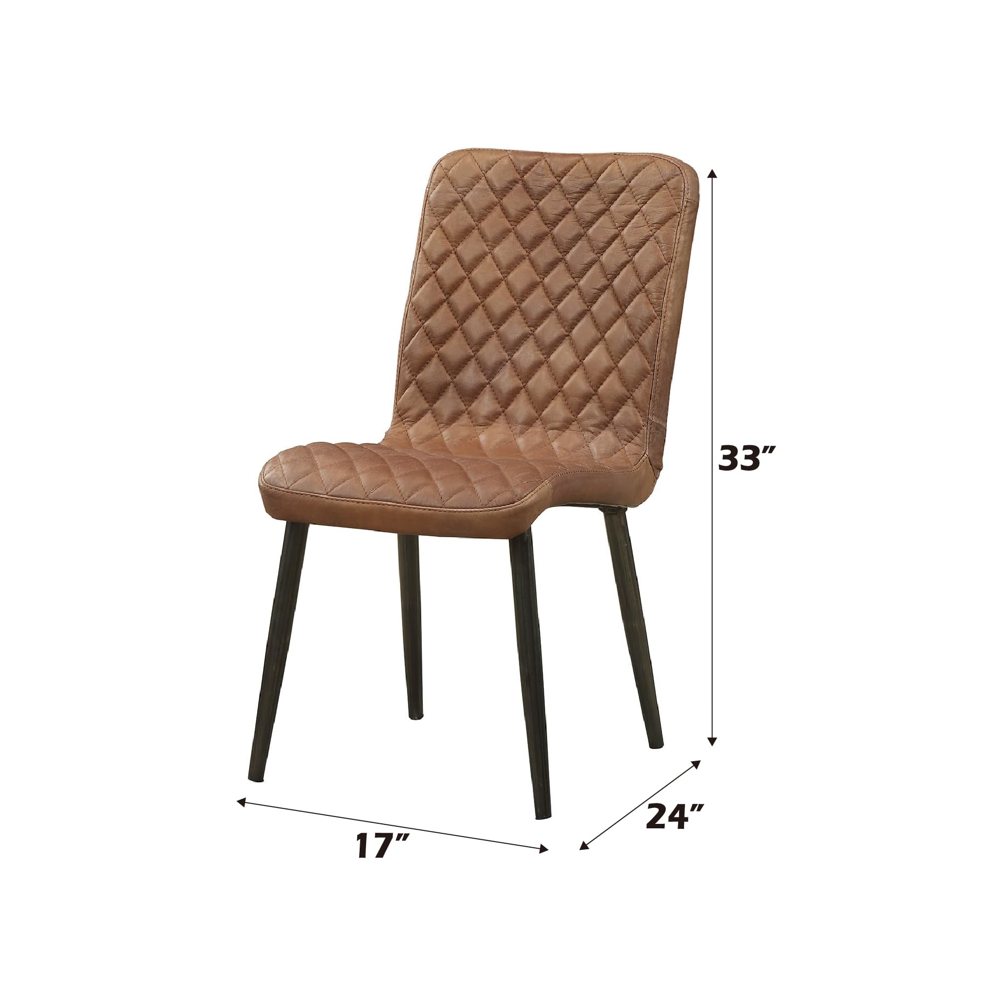 Acme Millerton Leather Dining Side Chair in Chocolate (Set of 2)
