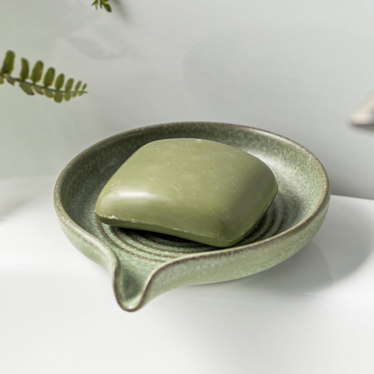 Soap Dishes, Ceramic Shower Soap Dish with Waterfall Design Bar Soap Holder Self Draining Soap Saver for Shower, Bathroom, Sink,