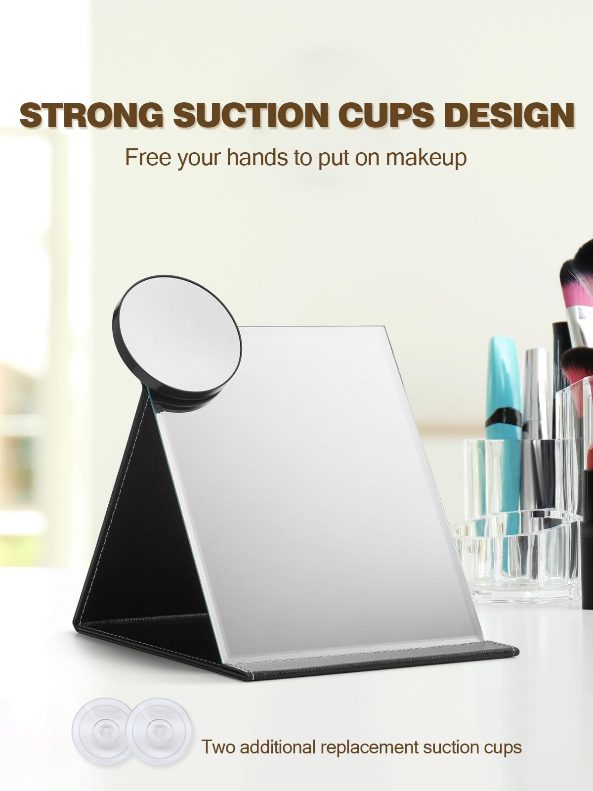 Macaki 30X Magnifying Mirror With 2 Suction Cups, 3.5 Inches Magnified Makeup Mirror And Slant Tweezers,Black,1Pc
