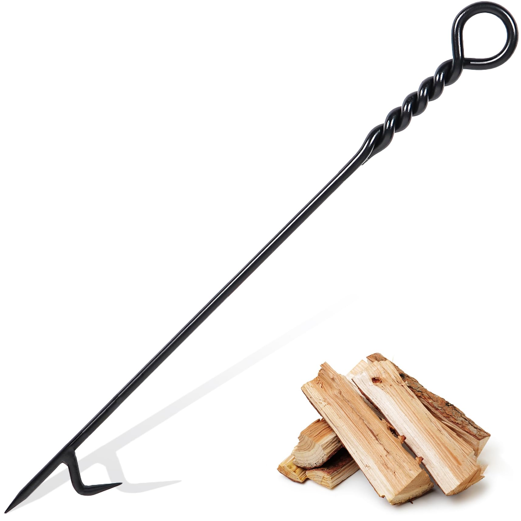 Fire Poker for Fire Pit, 40   Twisted Rope Design Fireplace Poker, Heavy Duty Handmade Fire Pit Poker for Campfire Wood Stove Fi