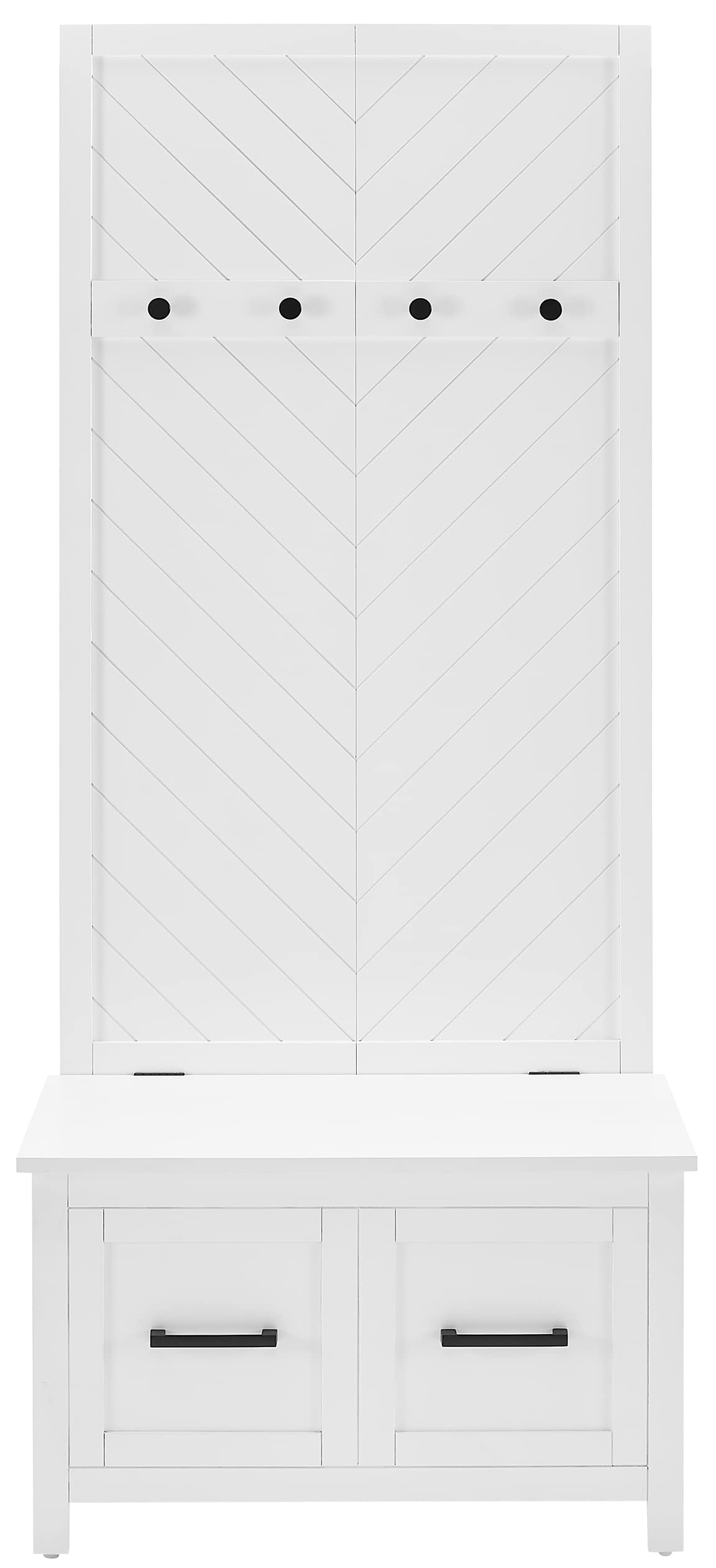 Crosley Furniture Kayce Hall Tree with Storage Bench and Coat Rack Hooks for Hanging, White