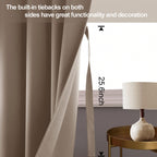Jiuzhen Taupe Blackout Curtains With Tiebacks - Thermal Insulated, Light Blocking And Noise Reducing Grommet Curtains For Bedroom And Living Room, Set Of 2 Window Curtain Panels, 42 X 84 Inch Length