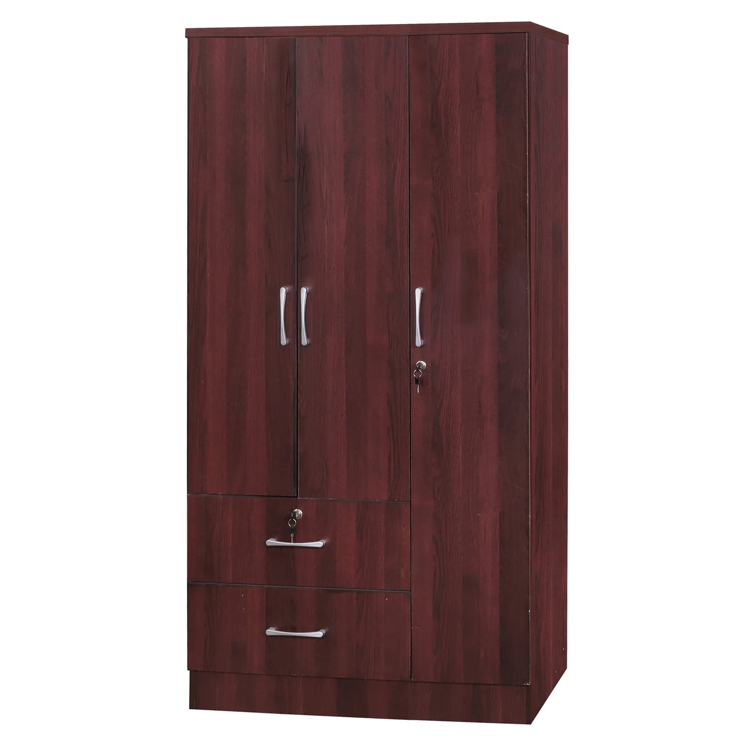 Better Home Products Symphony Wardrobe Armoire Closet with Two Drawers Mahogany