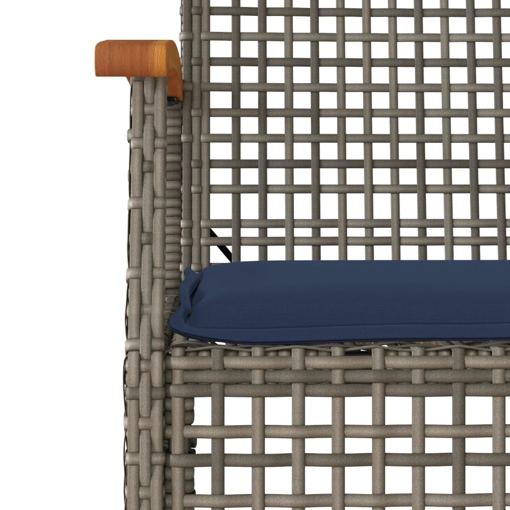 vidaXL - Patio Dining Set with Cushions - 5 Piece - Gray Poly Rattan - Tempered Glass Tabletop - Outdoor Furniture for Garden/Backyard/Patio - Modern Style
