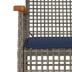 vidaXL Patio Dining Set with Cushions / 5 Piece Outdoor Furniture - Gray Poly Rattan with Acacia Wood Tabletop for Garden, Backyard, Patio - Comfortable Chairs with Navy Blue Cushions