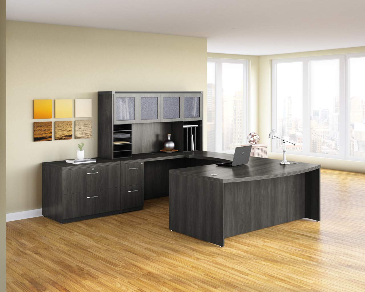 Mayline AWG72LGS Aberdeen Hutch Cabinet, Wall Mount, 72" W, Gray Steel Tf