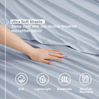 Nestl Extra Deep Pocket Fitted Sheet - 4 Piece Sheet Set - Super Deep Pocket - Ultra Deep Pocket Sheets - Deep Fitted Sheets Set - 54 X 75 Inches - Extra Deep Pocket Full Size Sheets - Ice Blue