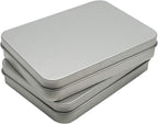 Hulless 2 Pcs Metal Box Kit - Silver Hinged Portable Storage Boxes, 4.5x3.3x0.9 Inch, Ideal for Organizing and Storing Items