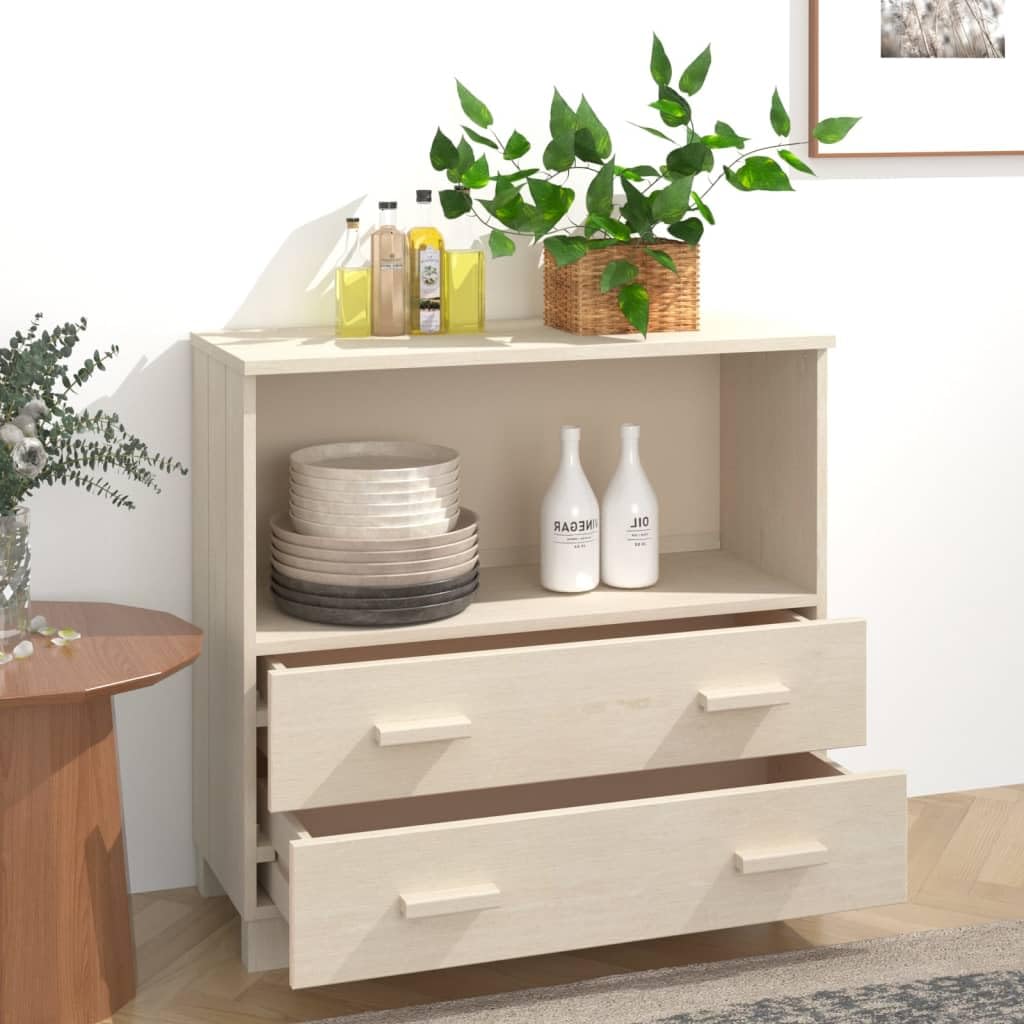 SKM Sideboard Honey Brown 33.5"x13.8"x31.5" Solid Wood Pine-04961026