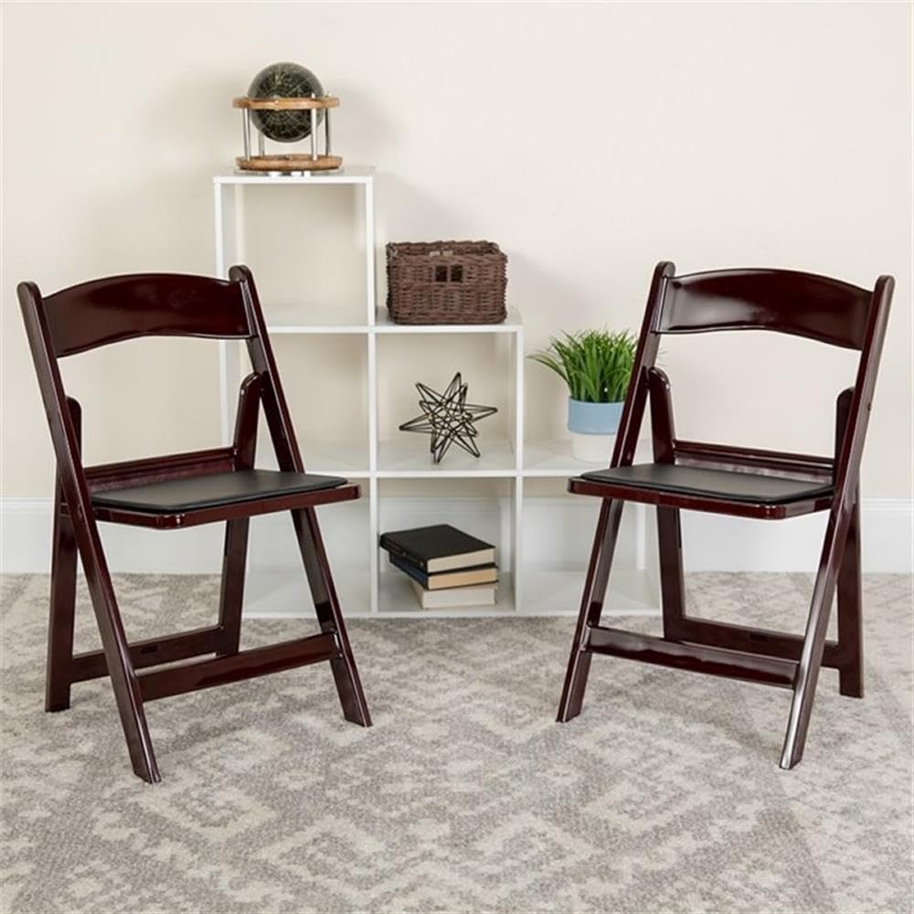 Flash Furniture Hercules Series Folding Chair - Red Mahogany Resin – 2 Pack 800Lb Weight Capacity Comfortable Event Chair - Light Weight Folding Chair