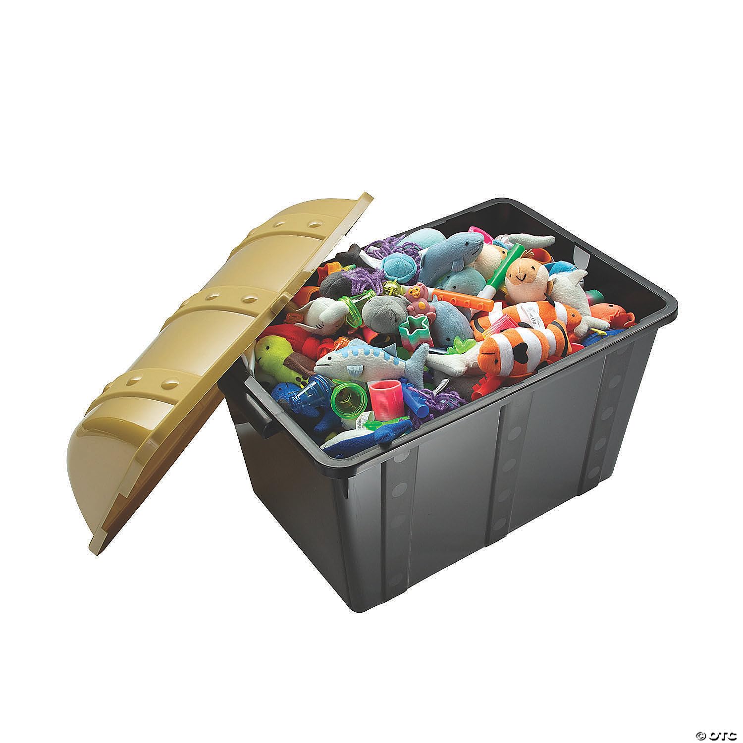 Fun Express Large Plastic Toy Treasure Chest - Doctor'S And Dentist Office Toy Incentives, Teacher'S And Classroom Treasure Box Toy Storage - 1 Box, Black And Gold, 19' X 11 1/2' X 11'