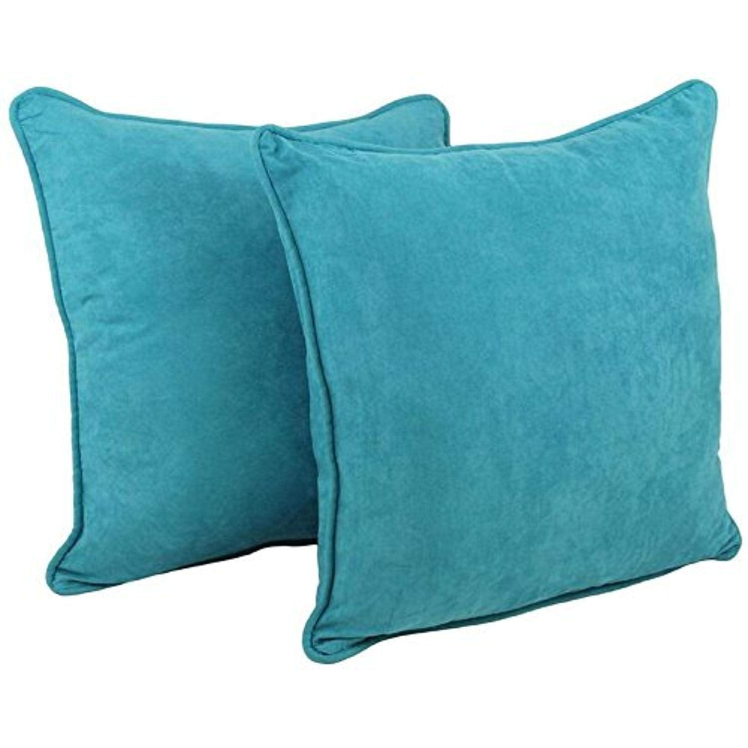 Blazing Needles Corded Microsuede Floor Pillows (Set of 2), 25", Aqua Blue