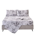 Mag Marble Bed Sheet, 4Pc Black White And Gray, Full Size Modern Pattern Printed Bedding Sheet Set With 1 Top Flat & 1 Fitted Sh