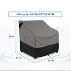 Forspark Outdoor Furniture Covers Waterproof, Heavy Duty Patio Chair Covers 2 Packs, Fits Up To 36 W X 37 D X 36 H Inches-Grey & Black