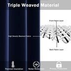 Jiuzhen Navy Blue Blackout Curtains With Tiebacks Thermal Insulated, Light Blocking And Noise Reducing Grommet Curtains For Bedroom And Living Room, Set Of 2 Window Curtain Panels, 42 X 72 Inch Length