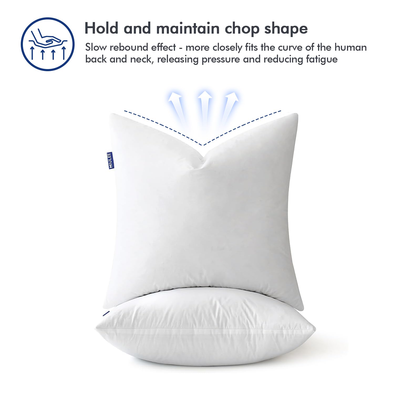 Miulee 16X16 Pillow Inserts,Set Of 2 Down Feather Throw Pillows For Couch Sofa Bed, Decorative Fluffy Throw Pillow Inserts Cotton Fabric,White