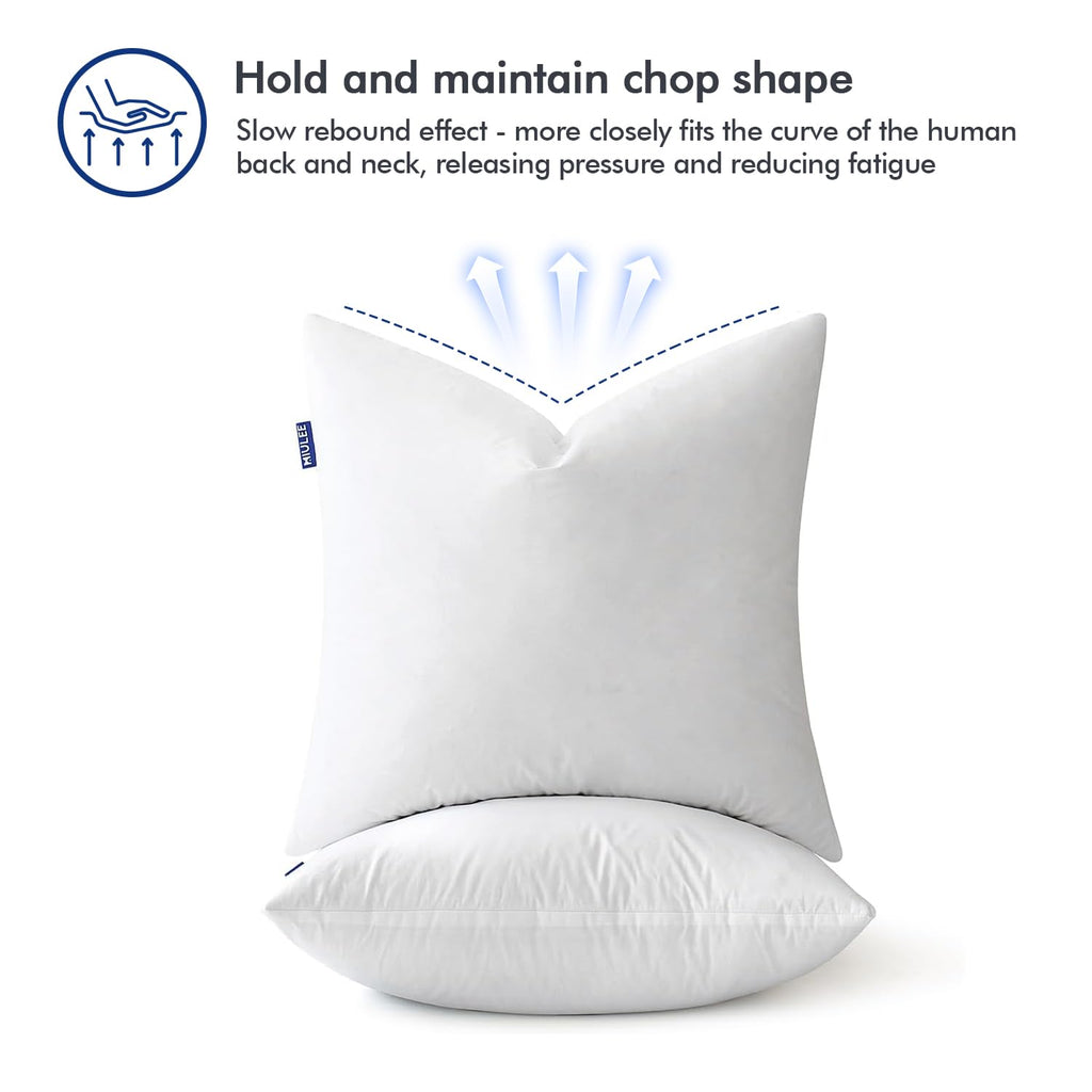 Miulee 30X30 Pillow Inserts, Pack Of 2 Down Feather Throw Pillow Inserts, Decorative Fluffy Throw Pillows Cotton Fabric For Living Room Sofa Bed