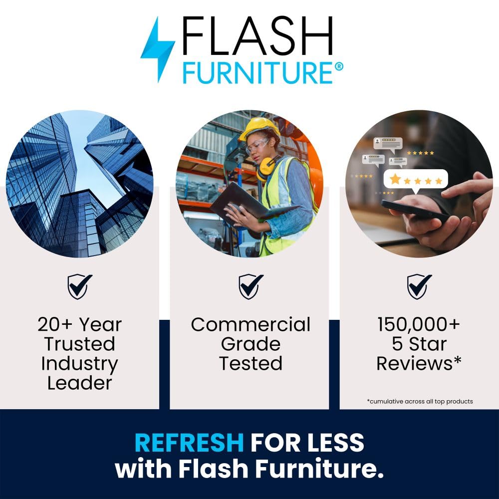 Flash Furniture Jackson 45'' x 53'' Low Pile Carpet Chair Mat with Lip with Studded Gripper Back and Scuff Resistant Textured Top