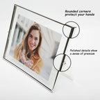 Ahago Silver Floating Frame(8''  10'', Horizontal), For Picture Sizes 7X9, 6X8, 5X7, Tabletop Shelf Photo Frames, Classy Gift Fo