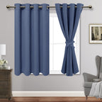 Jiuzhen Dusty Blue Blackout Curtains With Tiebacks,Thermal Insulated, Light Blocking And Noise Reducing Grommet Curtain For Bedroom And Living Room, Set Of 2 Window Curtain Panels, 52 X 45 Inch Length