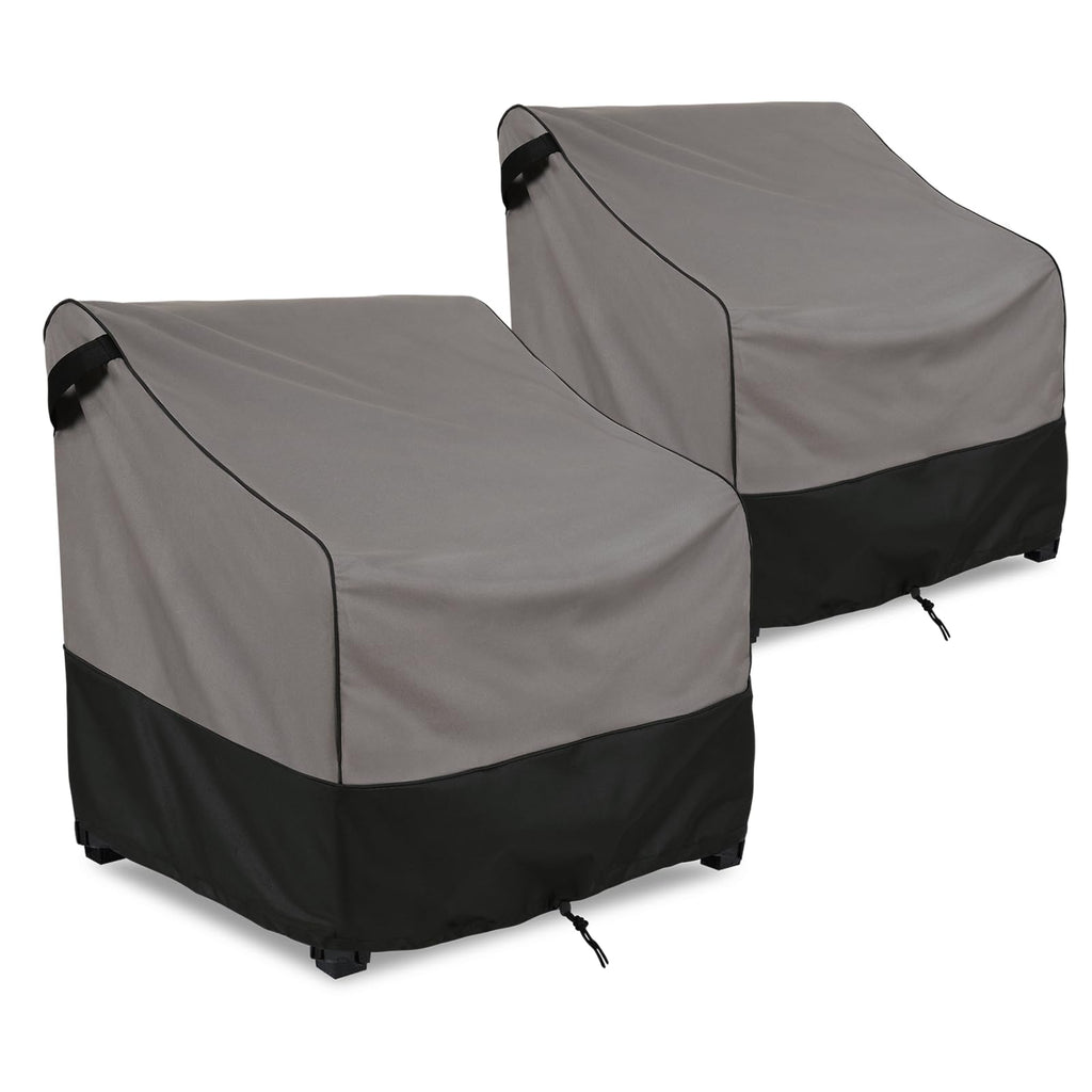 Forspark Patio Furniture Covers Waterproof For Outdoor Chairs , Heavy Duty Lawn Chair Covers 2 Packs, Fits Up To 33 W X 34 D X 31 H Inches-Grey & Black