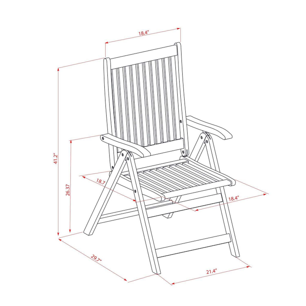 East West Furniture MNCN3C5NA Marion 3 Piece Outdoor Conversation Bistro Set Contains a Round Acacia Wood Coffee Table and 2 Folding Adjustable Arm Chairs, 30x30 Inch, Natural Oil